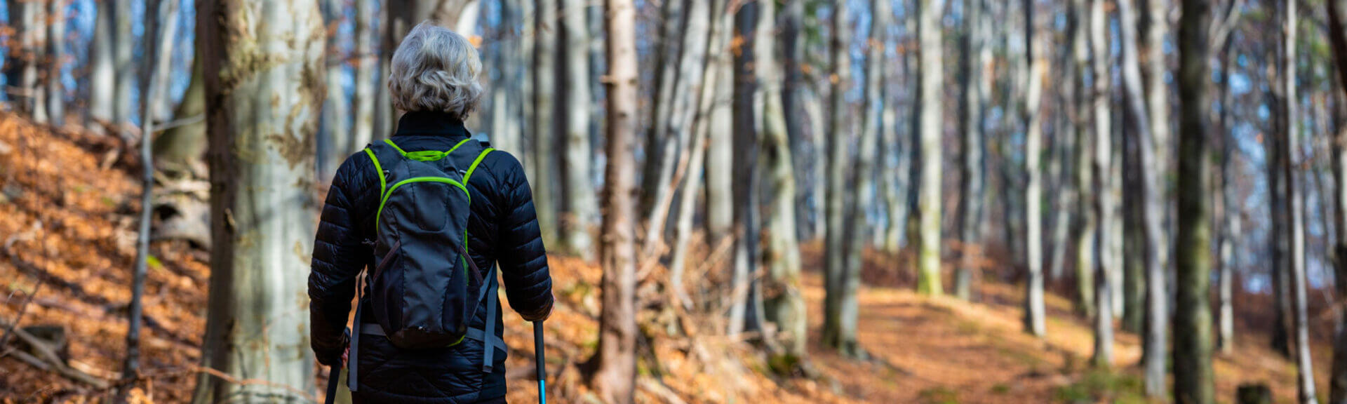 Mature Woman On A Mountain Trip. Healthy Lifestyle.